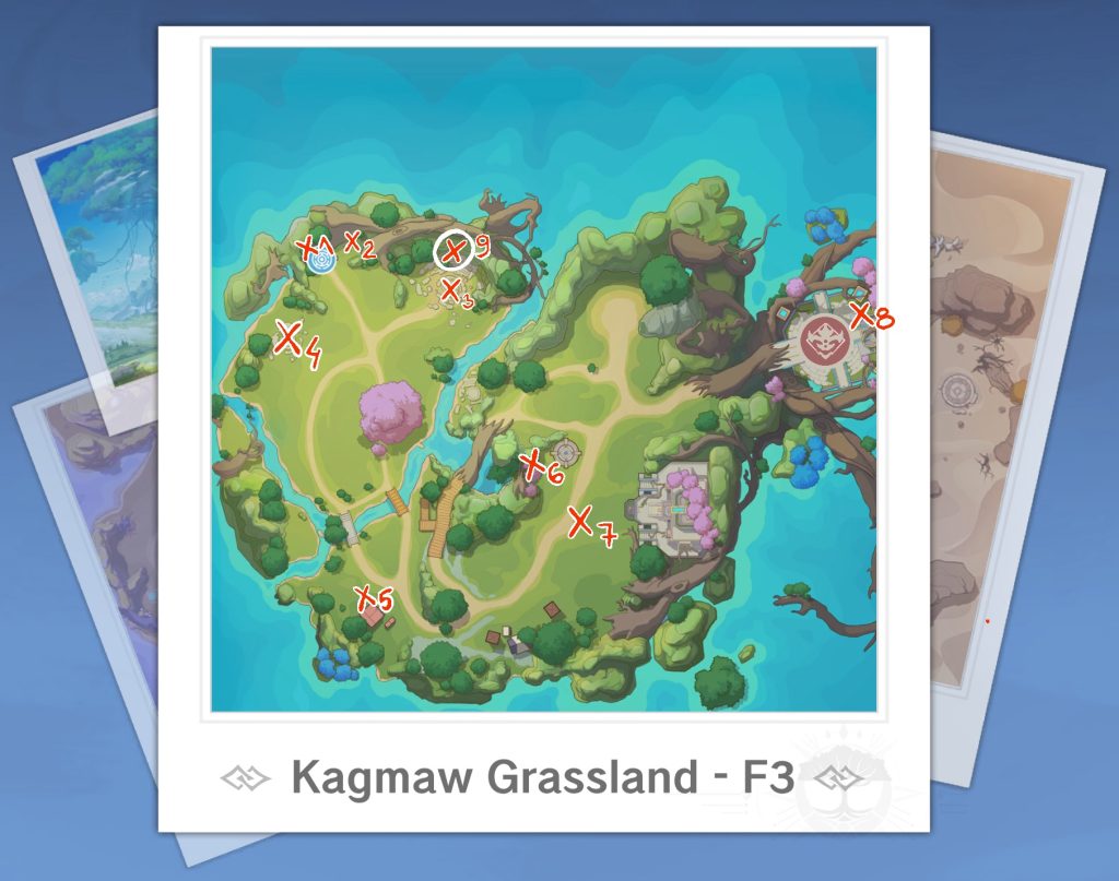 Kagmaw grassland f3, map to all treasure chests including special chest